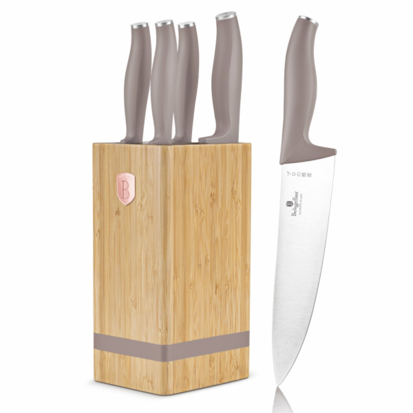 Sada nožů se stojanem BAMBOO 6 ks Taupe Collection BH-2974