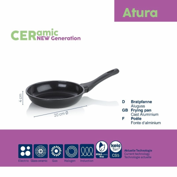 Pánev s keramickým povrchem 20 cm ATURA černá KL-15163
