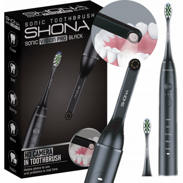 SONICKÝ ZUBNÍ KARTÁČEK SHONA VISION PRO ČERNÝ