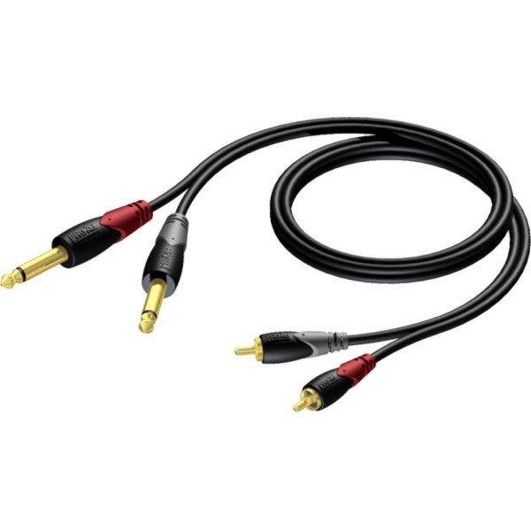 Kabel 2x RCA / Cinch samec - 2x 6,3 mm Mono 3m samec kone...