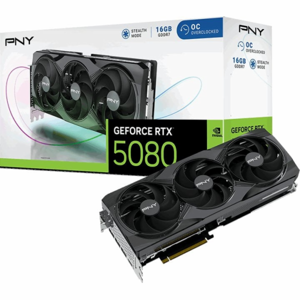 PNY Grafická karta GeForce RTX5080 OC 3F 16GB 256bit 960GB/s