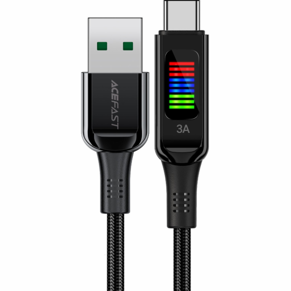 Acefast Kabel USB-A - USB-C 60W s displejem 1,2 m černý K...