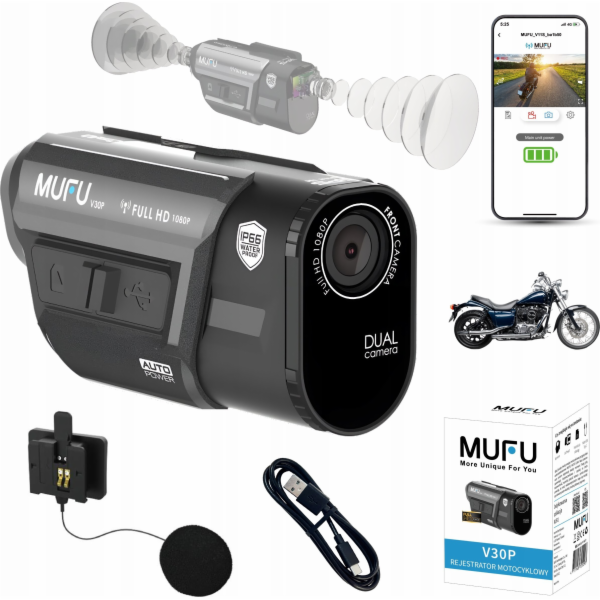 MUFU Videorekordér MOTOCYKLOVÝ VIDEOREKORDÉR MUFU MOTOCAM...