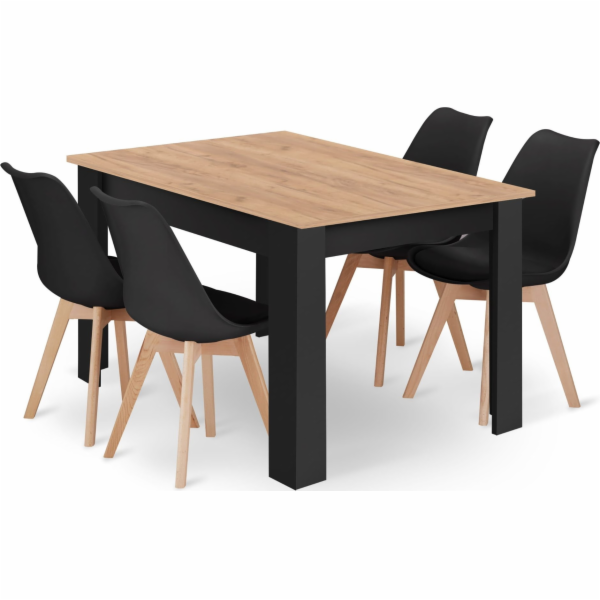 Leobert Set obdélníkový stůl 120x80 řemeslný + 4 židle MA...
