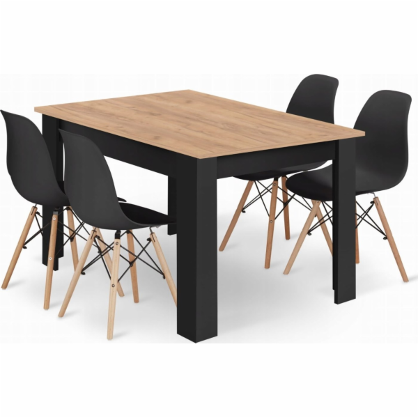 Leobert Sada stolů NP 120x80 Craft Black + 4 židle OSAKA ...