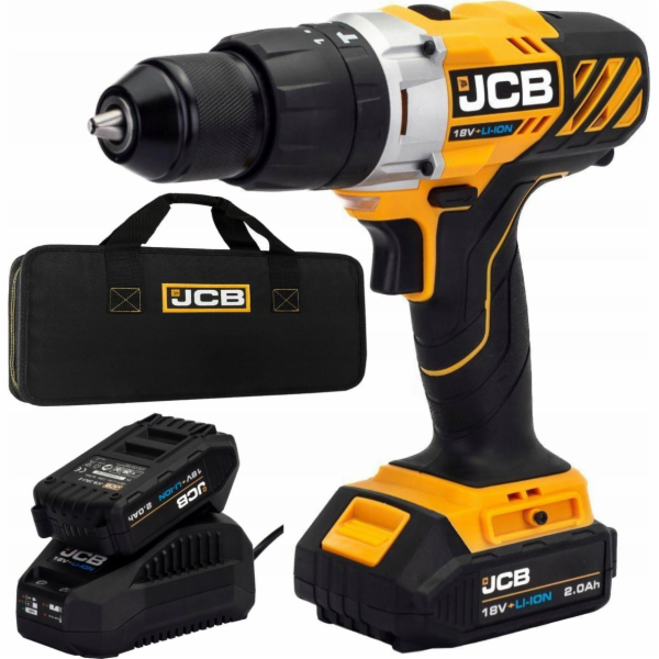 JCB Akumulátorová vrtačka 18V (sada: 2Ah baterie, nabíječ...