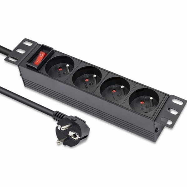 Qoltec PDU napájecí lišta pro 10" RACK | 1U | 16A | 4xfra...