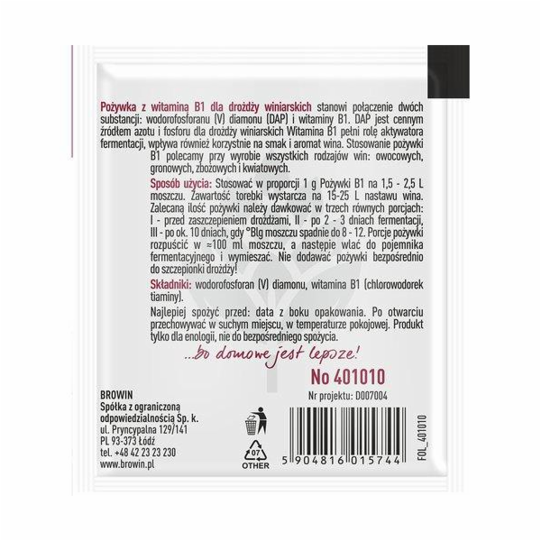 Živné médium pro vinné kvasinky BIOWIN PO-B/401010, s vit...
