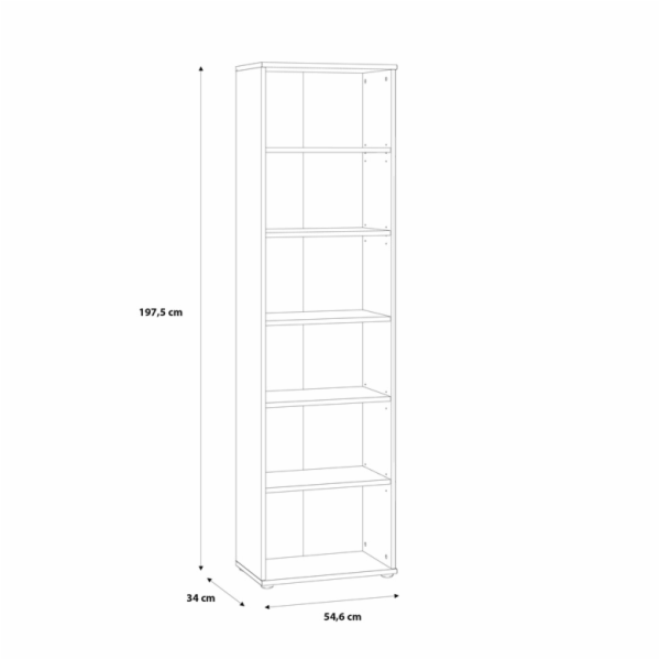 Knihovna Domoletti BLPR713-120, bílá, 34x54,6x197,5 cm