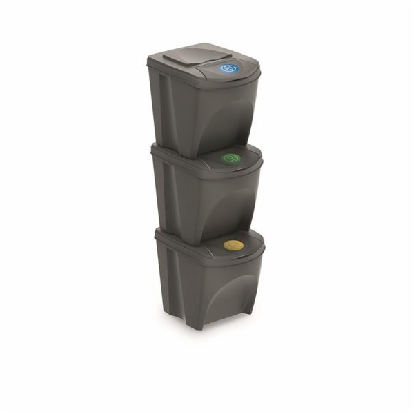 Prosperplast Odpadkový koš SORTIBOX 3 x 25 l šedý kámen
