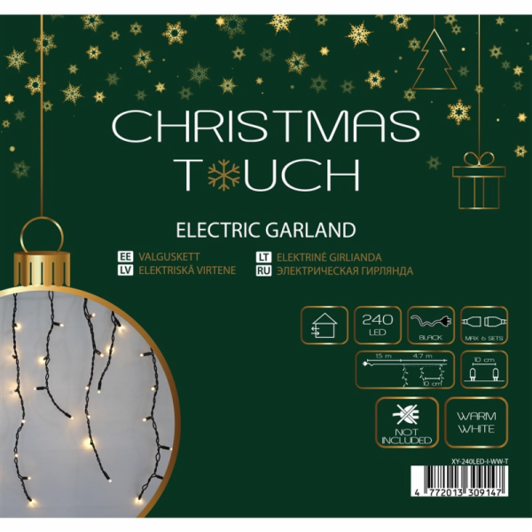 CHRISTMAS_TO girlanda Chr. Touch 240LED, 6,2 m, teplá bíl...