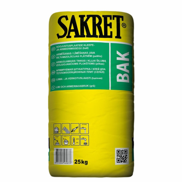 SAKRET Plochá lepicí a výztužná izolační směs BAK, 25 kg