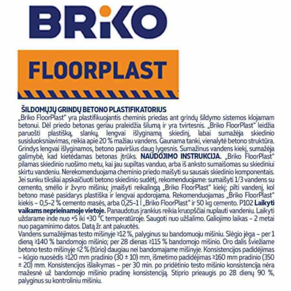 BRIKO Plastifikátor betonu Floorplast 4-108, 5 l