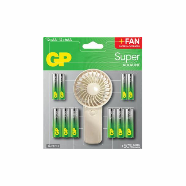 GP Baterie SUPER 12AA+12AAA a ventilátor