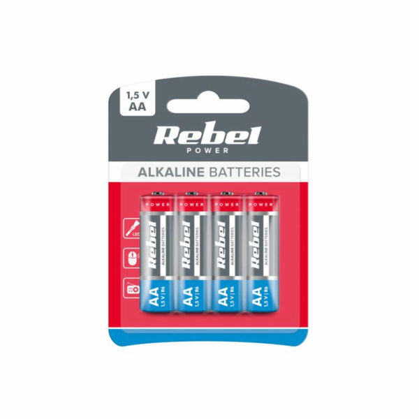 Baterie AA (R6) alkalická REBEL Alkaline Power 4ks / blis...