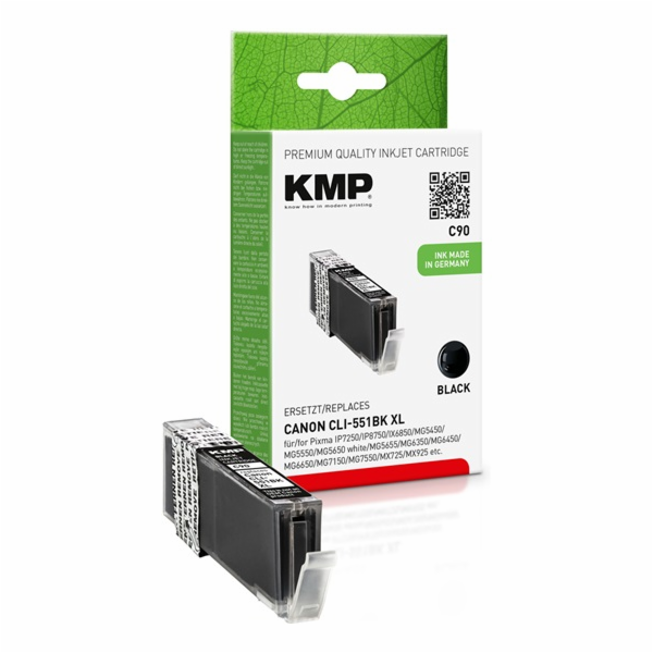 KMP C90 cartridge cerna komp. s Canon CLI-551 BK XL
