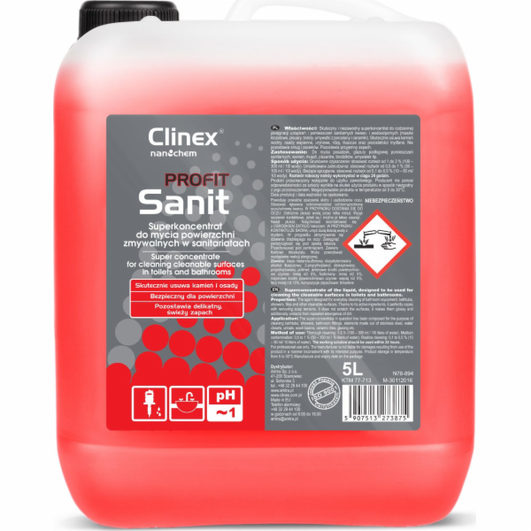 Clinex CLINEX PROFIT Sanit 5L Silný koncentrát na čištění...