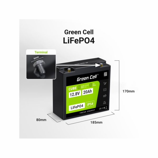 Green Cell LFPGC12V20AH baterie do UPS Lithium-železo-fos...