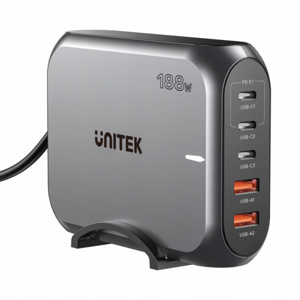 Síťová nabíječka GaN - Unitek P1234AGY01-EU | 188W 3x USB...