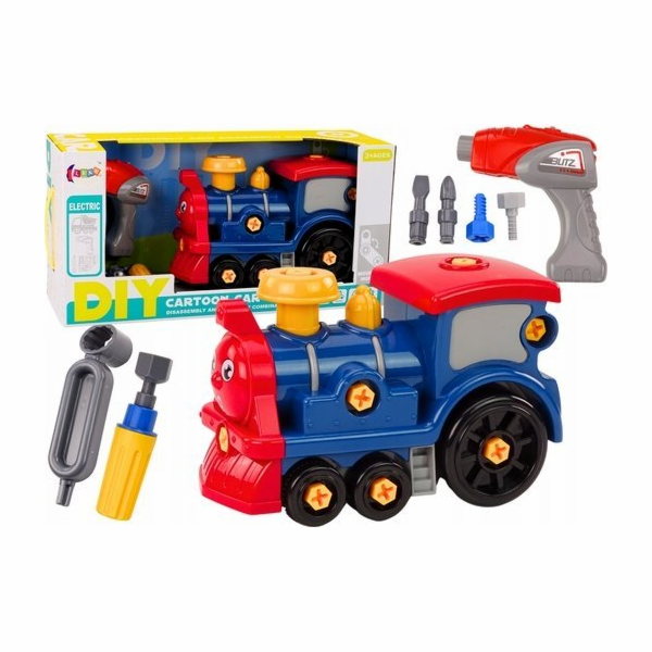 LeanToys DIY kreslená lokomotiva s otočným motivem v tmav...