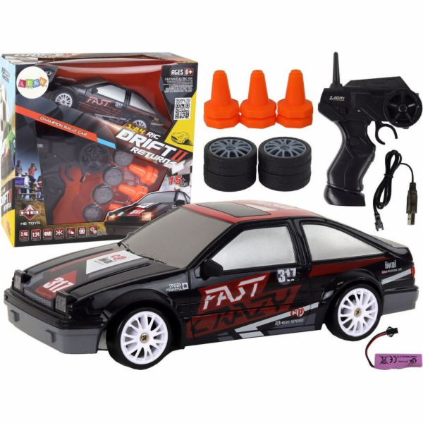 LeanToys Sportovní auto na dálkové ovládání R/C 1:24 Čern...