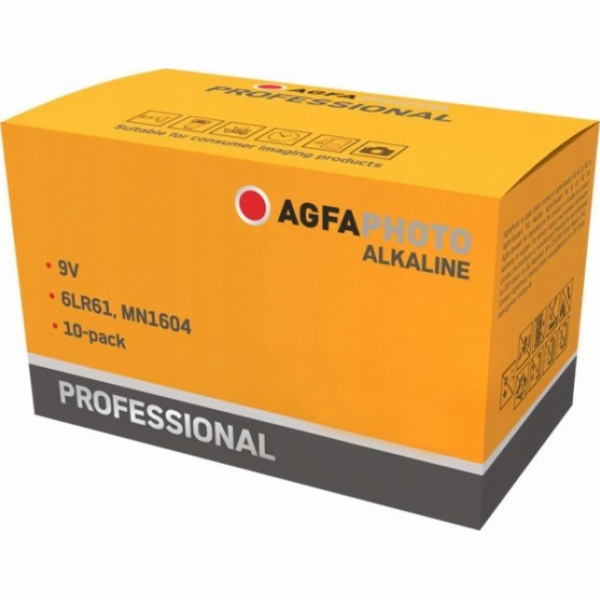 Agfa Baterie Photo alkalická profesionální 9V E-blok, 10 ks.