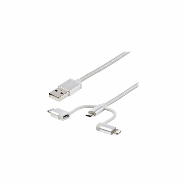 StarTech Kabel USB-A - USB-C + microUSB + Lightning, 1 m,...