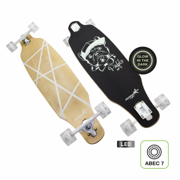 Muuwmi Lights Longboard GLOW ABEC 7 Pablo, Skateboard