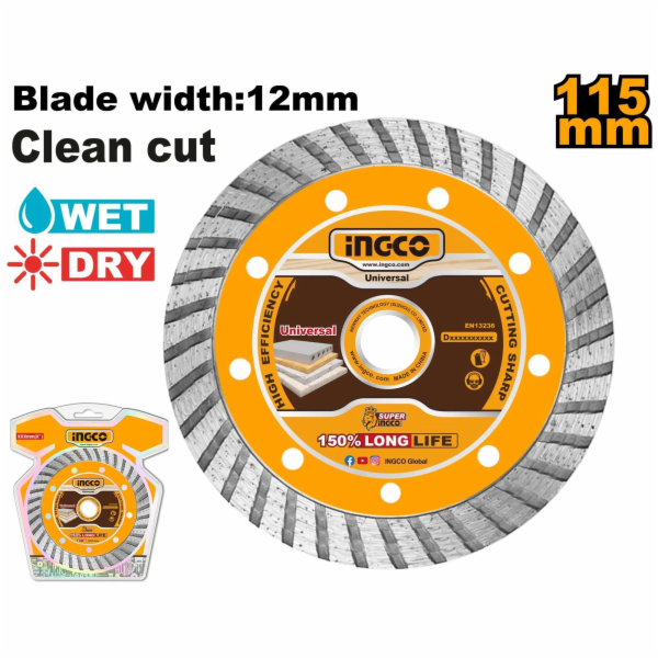 Ingco DMD032301 Kotouč řezný, diamantový lamelový 230x1