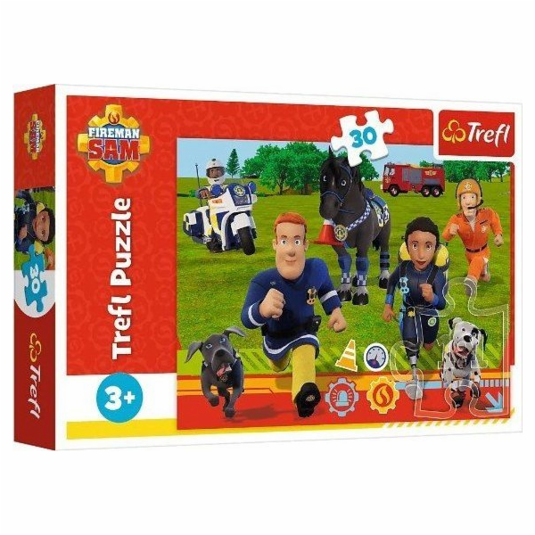 Trefl 30dílné puzzle Připraveni pomoci hasiči Samovi