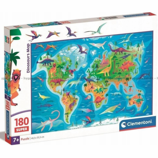 Clementoni Puzzle 180 dílků Mapa dinosaurů
