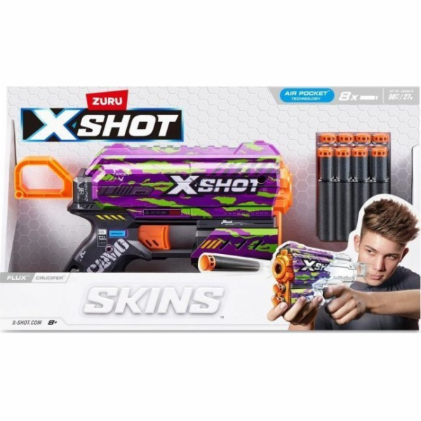 ZURU X-Shot Vystřelovač SKINS FLUX (8 šipek) Crucifer