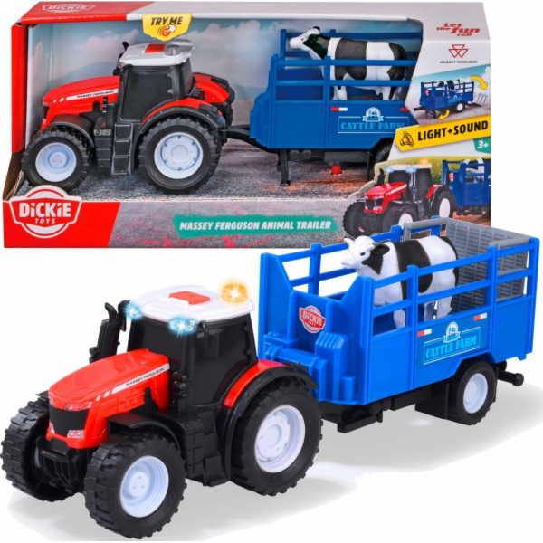 Dickie FARMÁŘSKÝ traktor Massey Ferguson s přívěsem, 26 cm