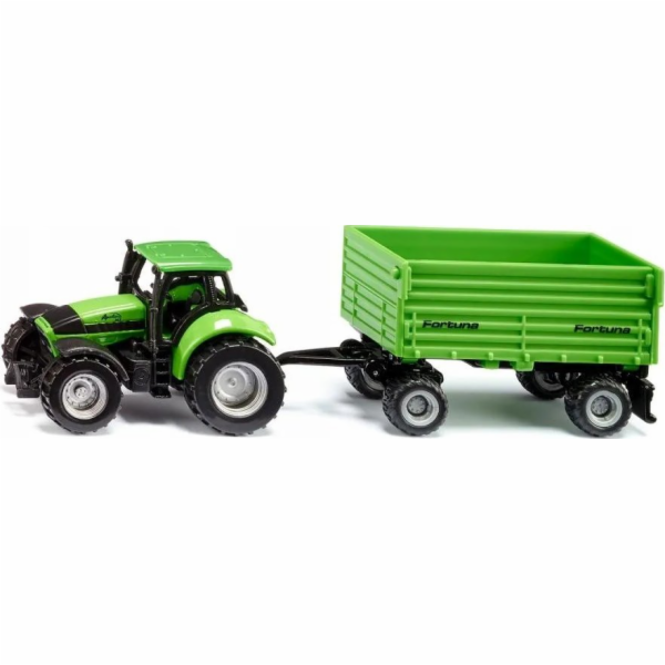 Siku Traktor Deutz-Fahr s dvounápravovým přívěsem Fortuna
