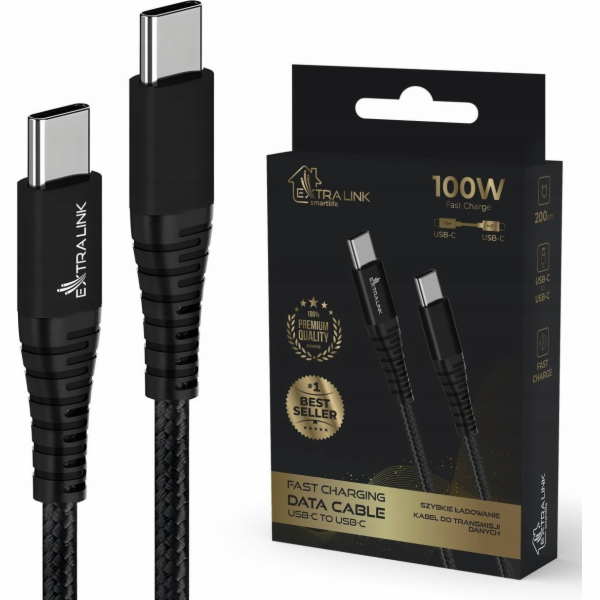 Extralink Pletený kabel USB typu C na USB typu C Smart Li...