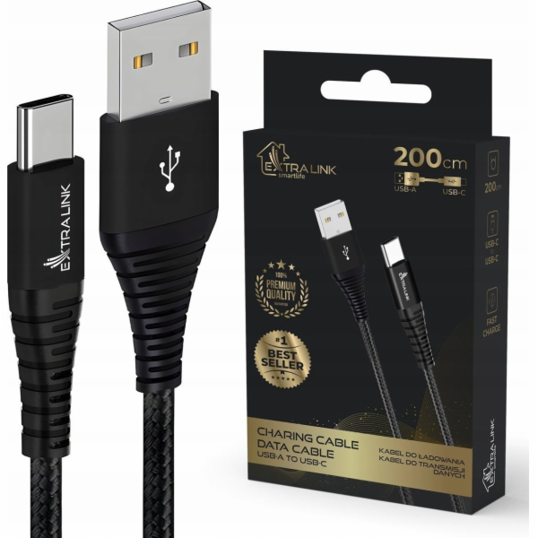 Extralink Pletený kabel USB typu A na USB typu C Smart Li...