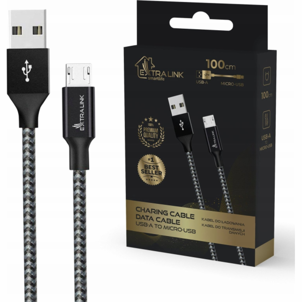 Extralink Kabel Smart Life USB typu A na microUSB 1m černý