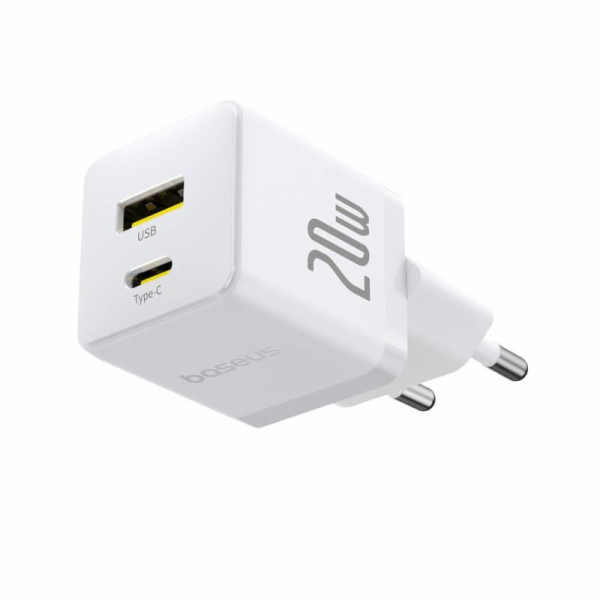 Nabíječka do sítě Baseus Palm 20W, 1xUSB, 1xUSB-C bílá