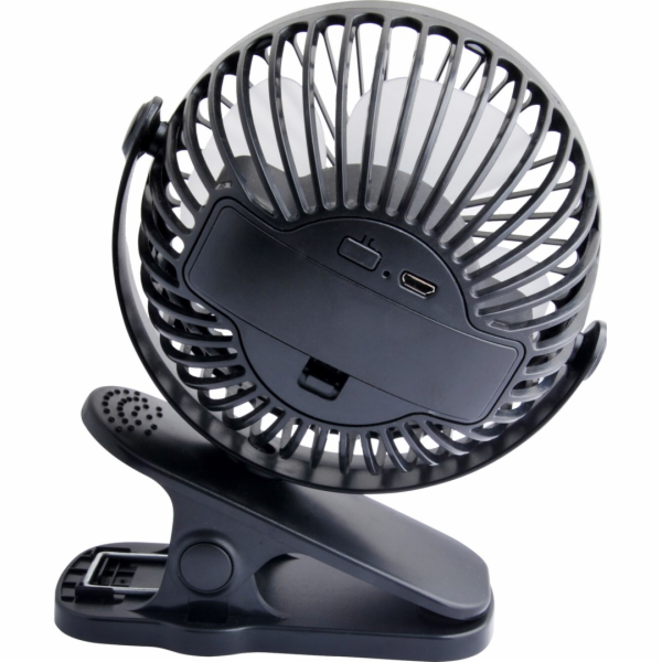 Stolní ventilátor s klipem 10cm USB + baterie, černý