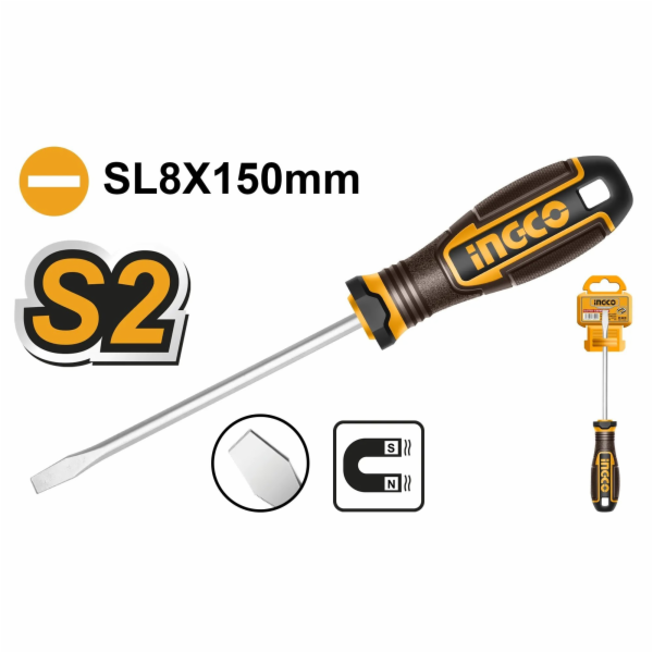Ingco HSDSL8150Šroubovák plochý 8x150mm S2