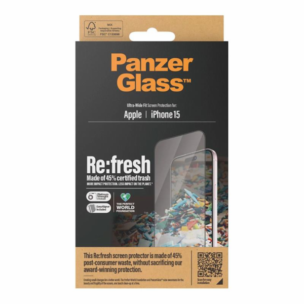 PanzerGlass ochranné sklo UWF Refresh pre iPhone 15 - Bla...