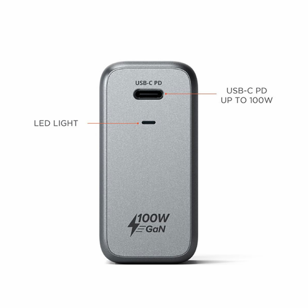 Satechi USB-C PD 100W Wall GaN Charger - Space Gray