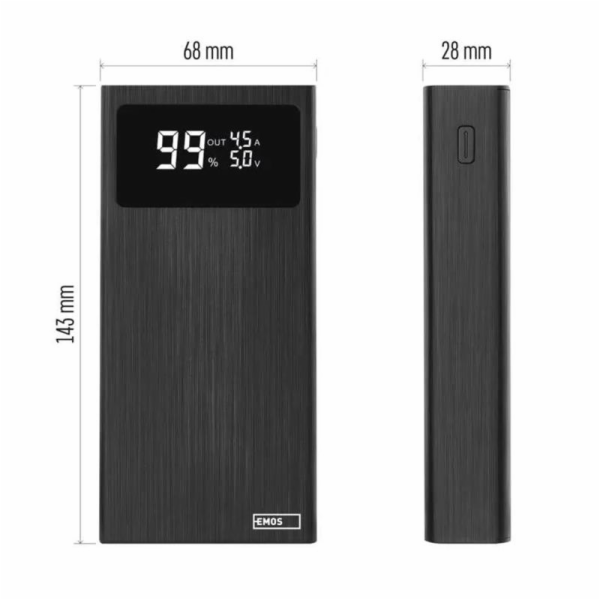 EMOS POWERBANK BetaQ 20, 20000mAh, 22,5 W, čierny