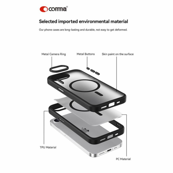 Comma kryt Joy Elegant Magnetic Case pro iPhone 16e - Black