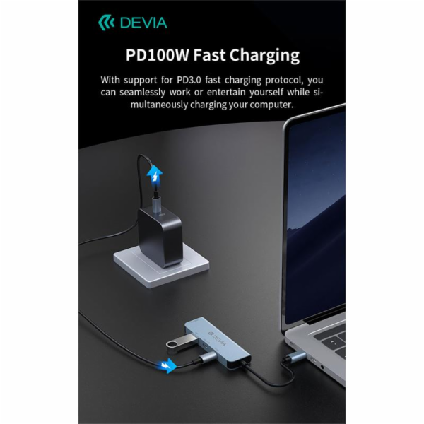 Devia USB-C Hub Leopard řady 4-in-1 EC700 - Deep Gray