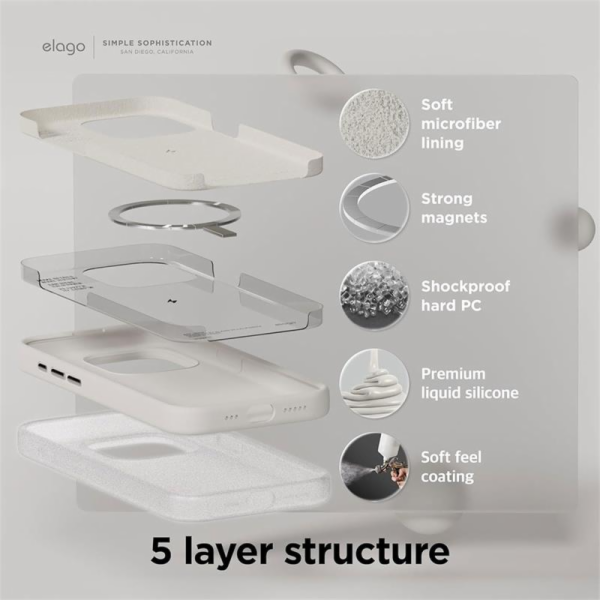 Elago kryt Silicone Case Magsafe pro iPhone 15 - Stone