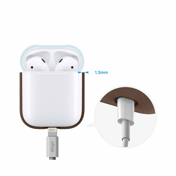 Elago Airpods Silicone Duo Case - Dark Brown/Blue,Yellow