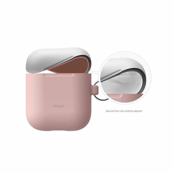 Elago Airpods Silicone Duo Hang Case - Pink/White, Pastel...
