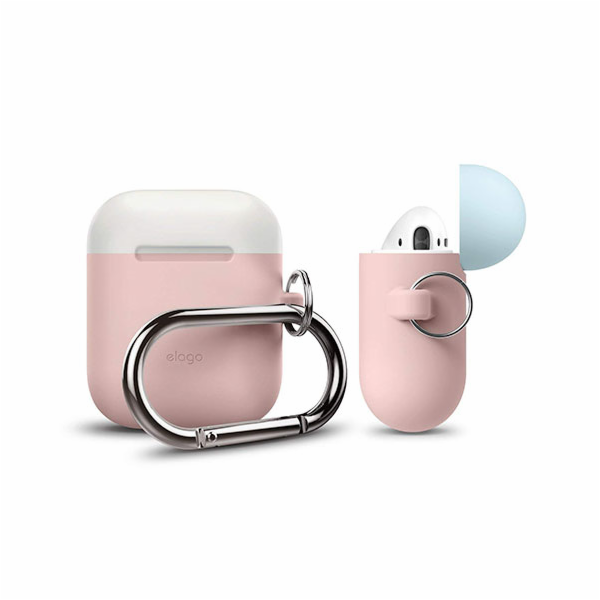 Elago Airpods Silicone Duo Hang Case - Pink/White, Pastel...