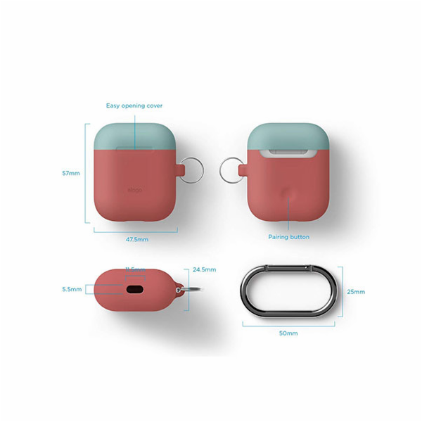 Elago Airpods Silicone Duo Hang Case - Italian Rose/ Cora...